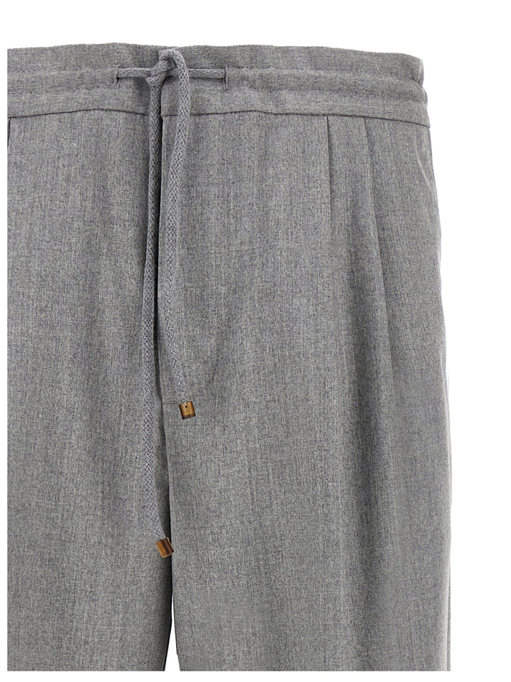 Brunello Cucinelli Front Pleat Pants - Gray | 2b301c5e694be6aae69c335e41680cd707530de3
