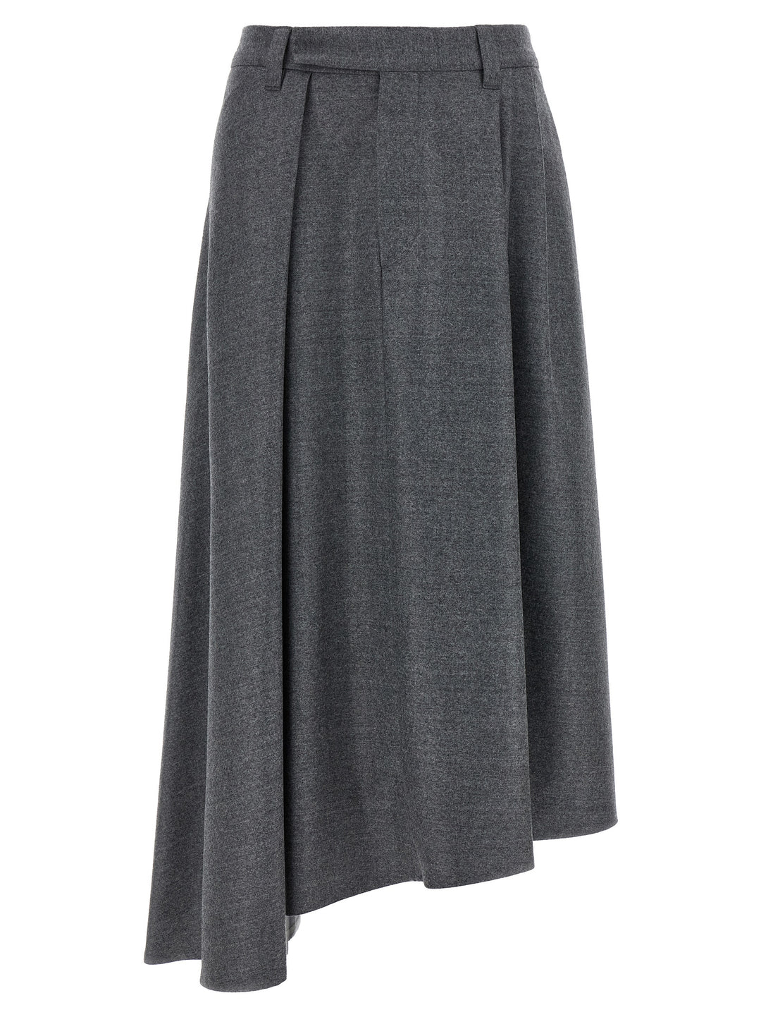 Brunello Cucinelli Asymmetrical Wool Skirt Skirts - Gray | 8023773d6841c8a4eee1b4b5b660ff74e827b095