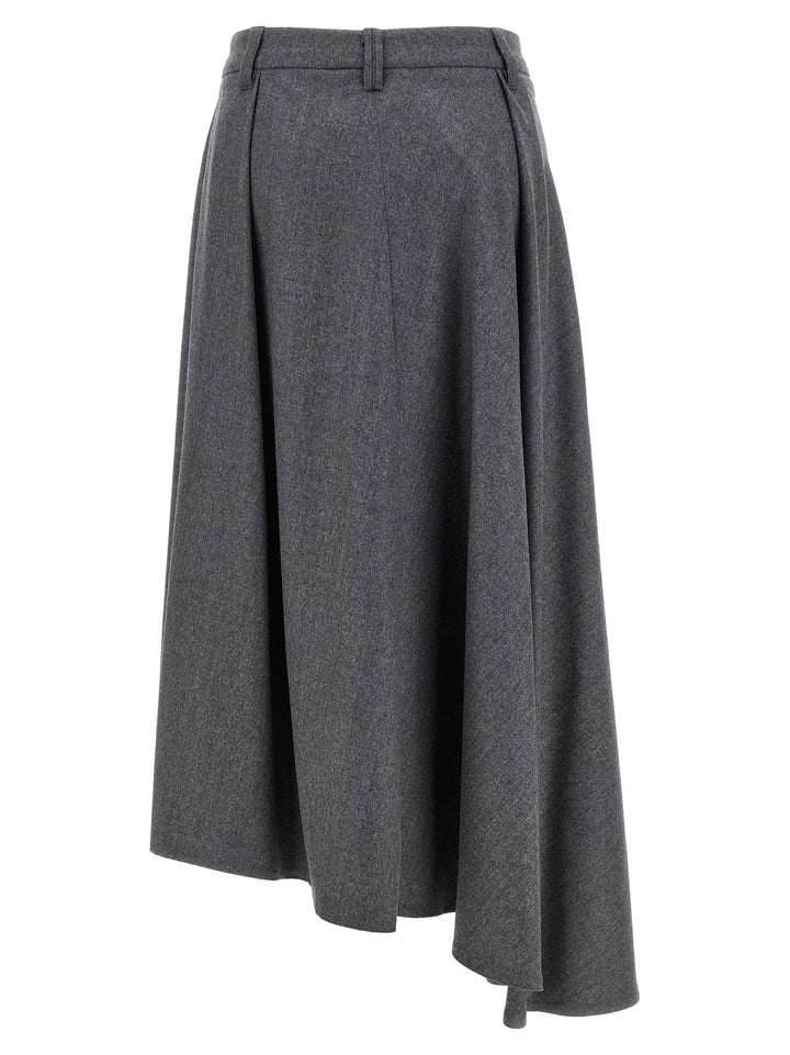 Brunello Cucinelli Asymmetrical Wool Skirt Skirts - Gray | 942f6f37e46f4f94f2cf1e9365b84c8c7dd6f456