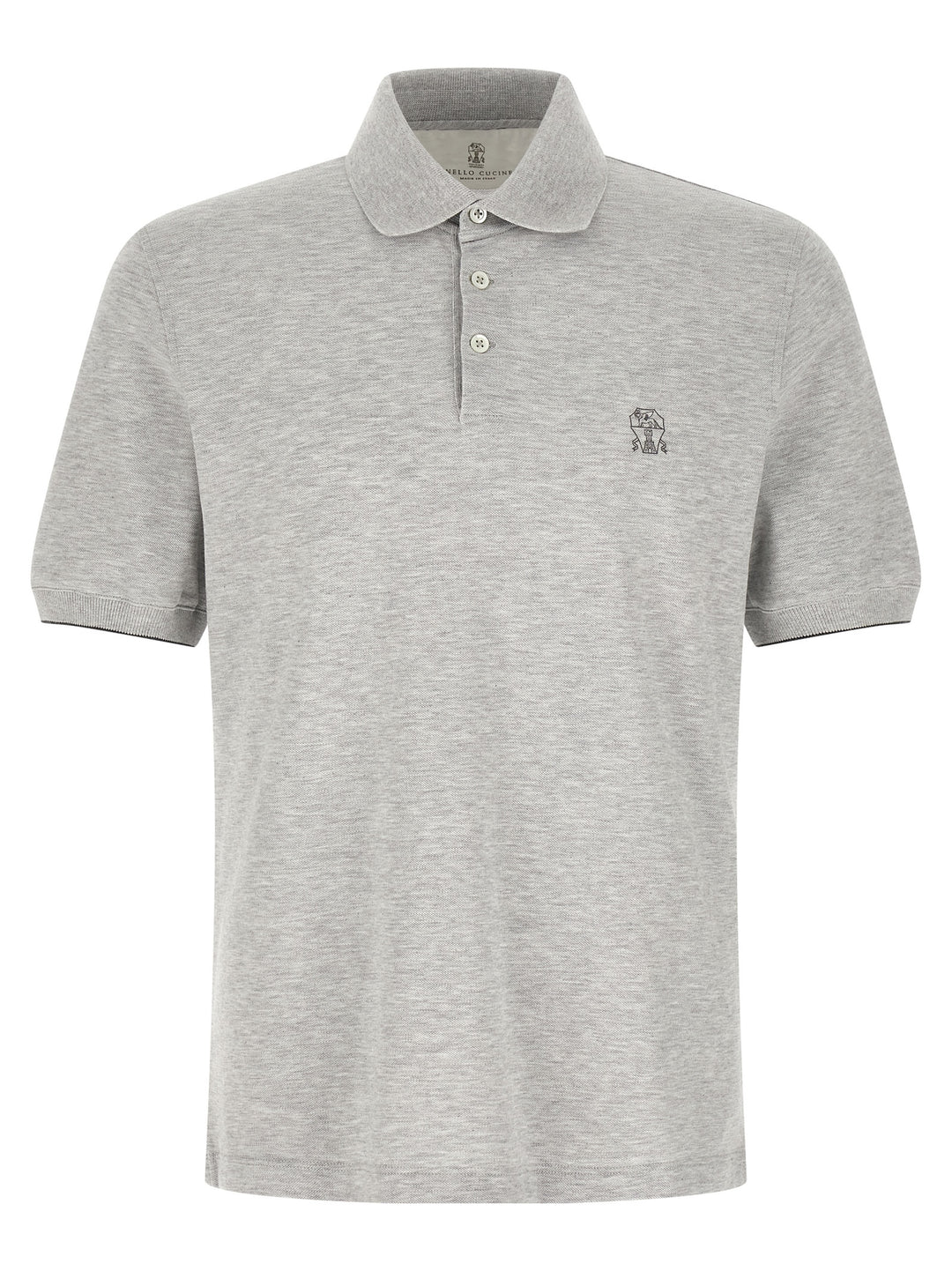 Brunello Cucinelli Logo Piqué  Shirt Polo - Gray | d1657e11c8d8a058160c0c4edcbee601d743ca26