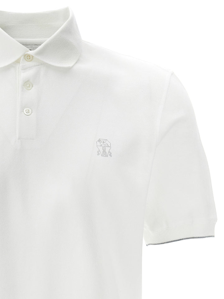 Brunello Cucinelli Logo Piqué  Shirt Polo - White | eb10e42acad01f668ec12f0eb159034d8f5d74d7