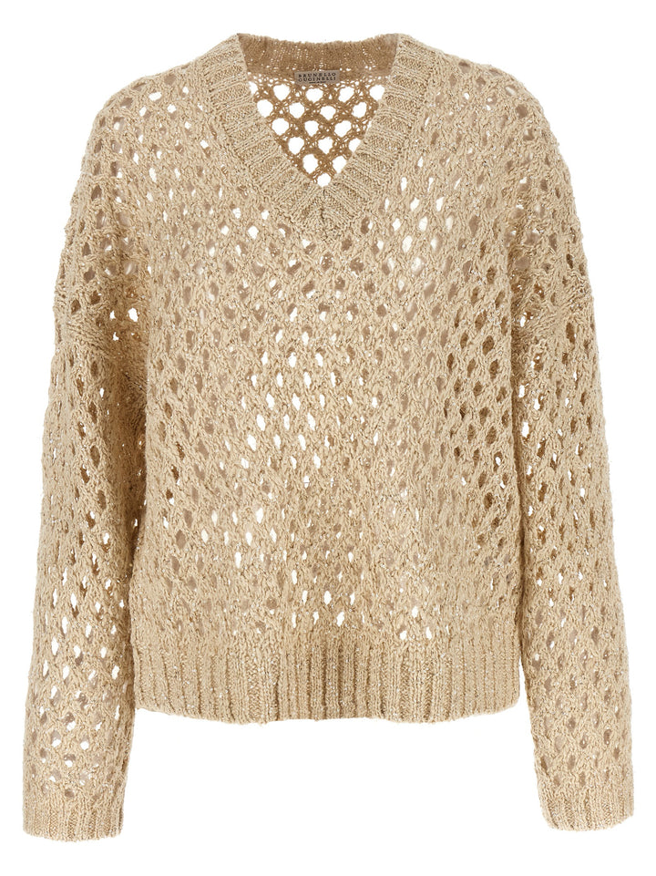 Brunello Cucinelli Rustic Dazzling Net Sweaters and Cardigans - Beige | 30c455a72d156f961d0047da6190f03c6d298000
