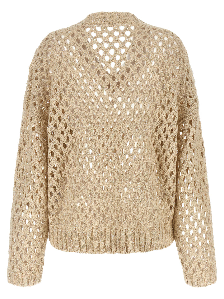 Brunello Cucinelli Rustic Dazzling Net Sweaters and Cardigans - Beige | 6e96790e9ebccd46c2ff6c7e4ce6b8868e1b0b10