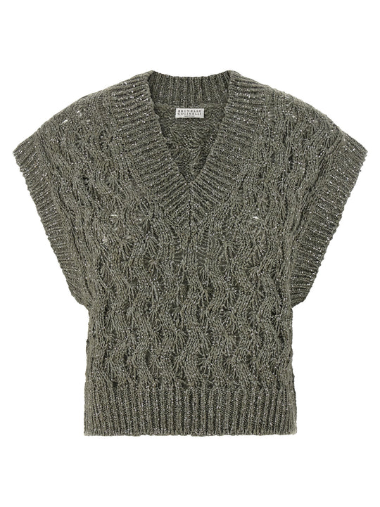 Dazzling Cable Gilet Green