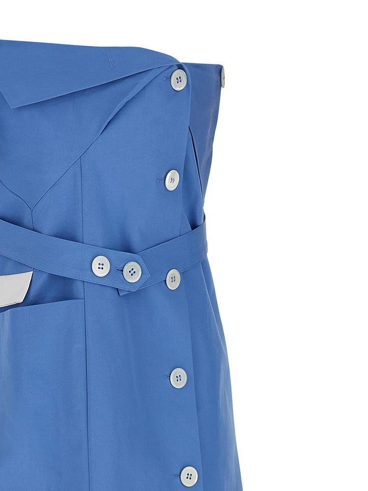 Miu Miu Deconstructed Mini Dress Dresses - Light Blue | efa0dfff042e49a4f5b0f21183207a6112feb55e