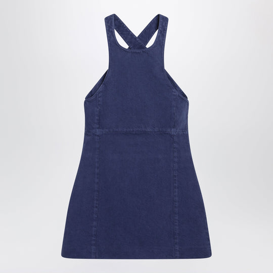 Short Ink-Colored Gabardine Dress