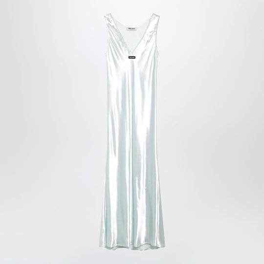 Chlorophyll-Colored Shiny Viscose Dress