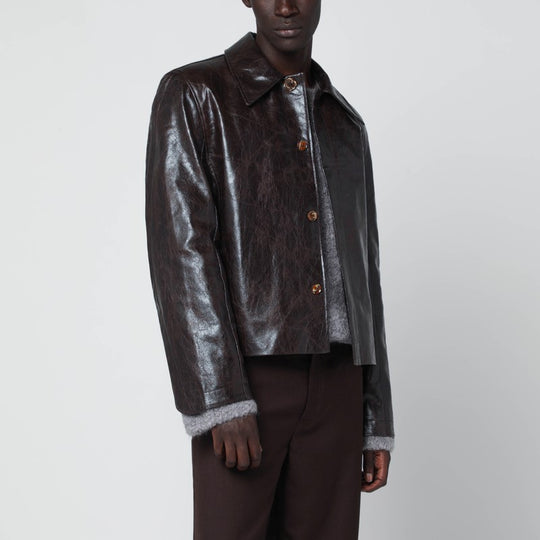 Keane Brown Jacket In Coated Polyester