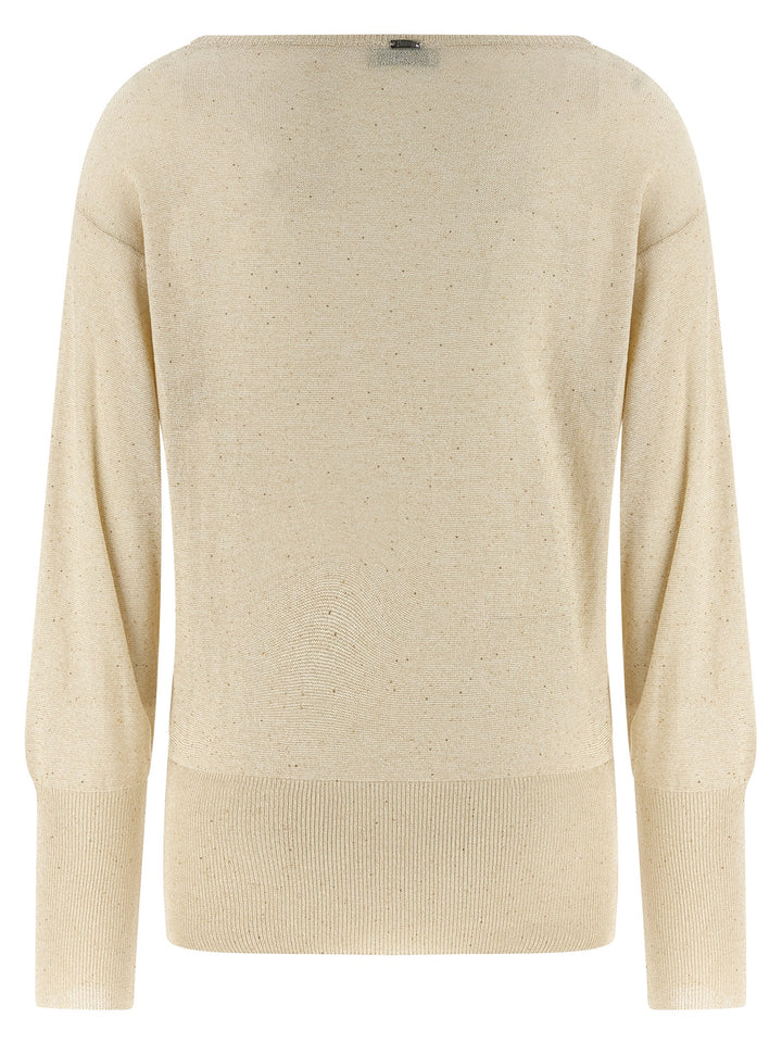 Herno Lamé And Sequin Yarn Sweater Sweaters and Cardigans - Beige | 27b183441cb5c8cf1f0c6e968d3e78db9758cf92