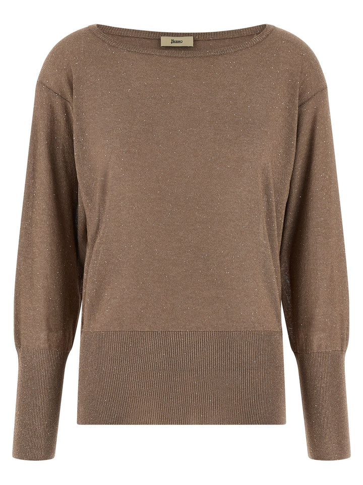 Herno Lamé And Sequin Yarn Sweater Sweaters and Cardigans - Brown | 2f03e072575474f3df1b4a1e8e509f235944b9d3