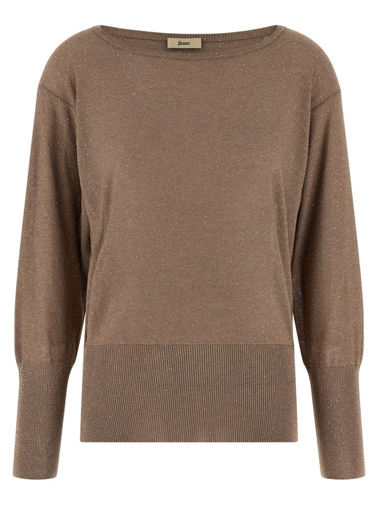 Lamé And Sequin Yarn Sweater Sweaters And Cardigans Brown