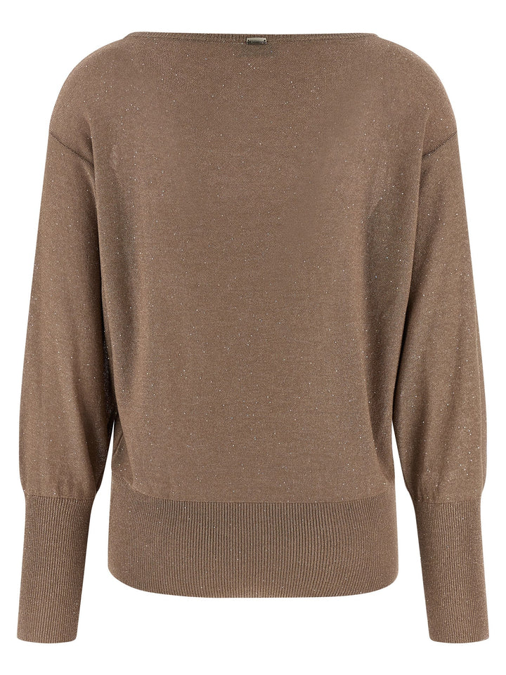 Herno Lamé And Sequin Yarn Sweater Sweaters and Cardigans - Brown | 69a575d920769886f39d5ddab4b1595ce47e91a2