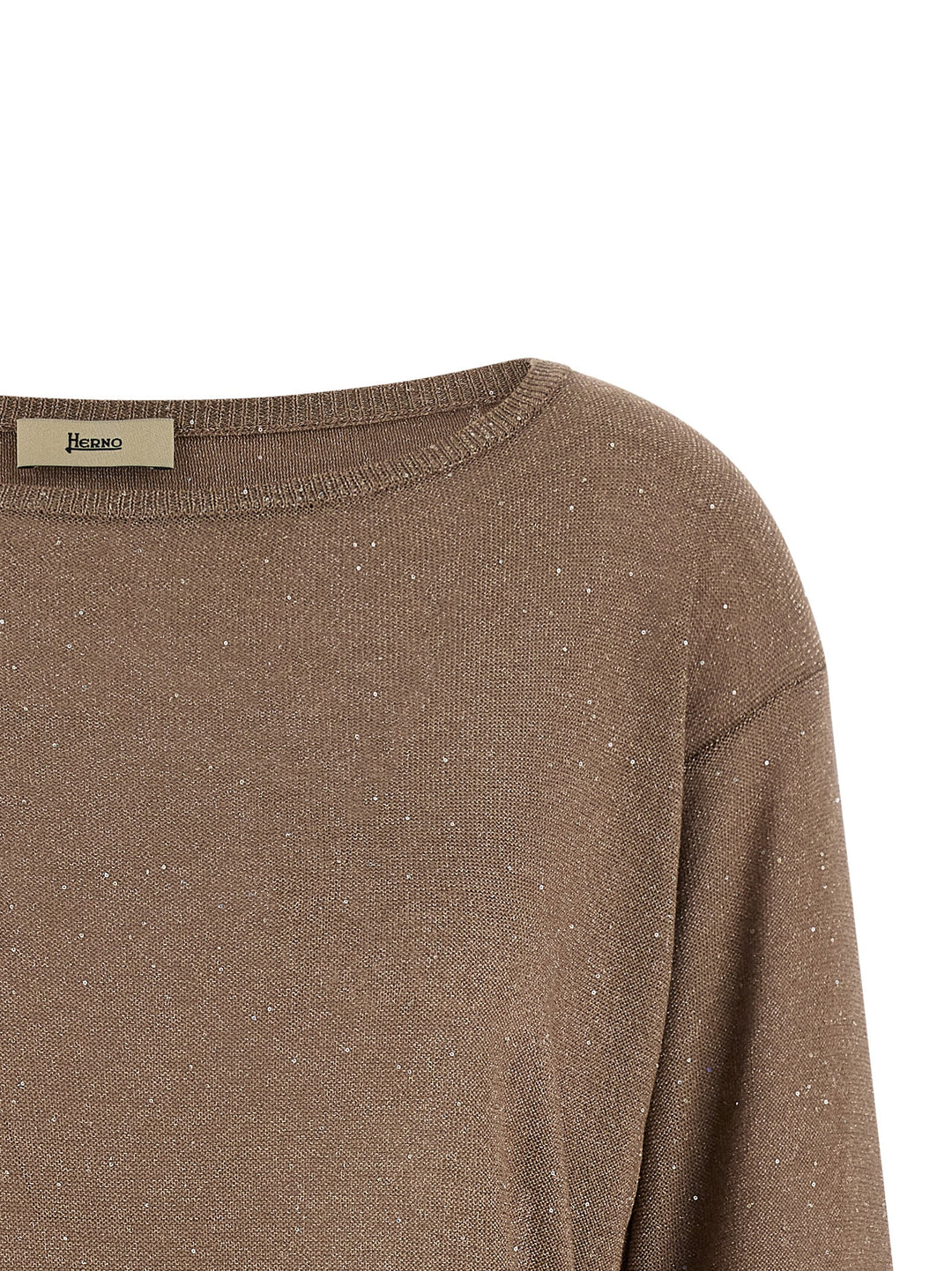 Herno Lamé And Sequin Yarn Sweater Sweaters and Cardigans - Brown | 18c4a0c4e0afb360abe2ba439e2b9dfbc5759c04