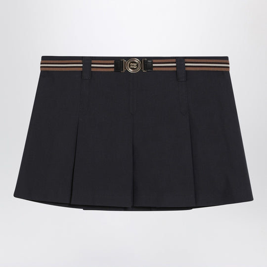 Pleated Blue Miniskirt
