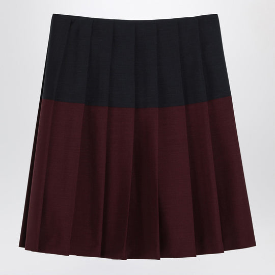 Amaranth/Navy Blue Skirt In Kid Mohair