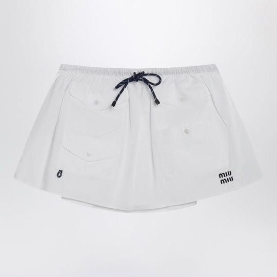 White Cotton Mini Skirt