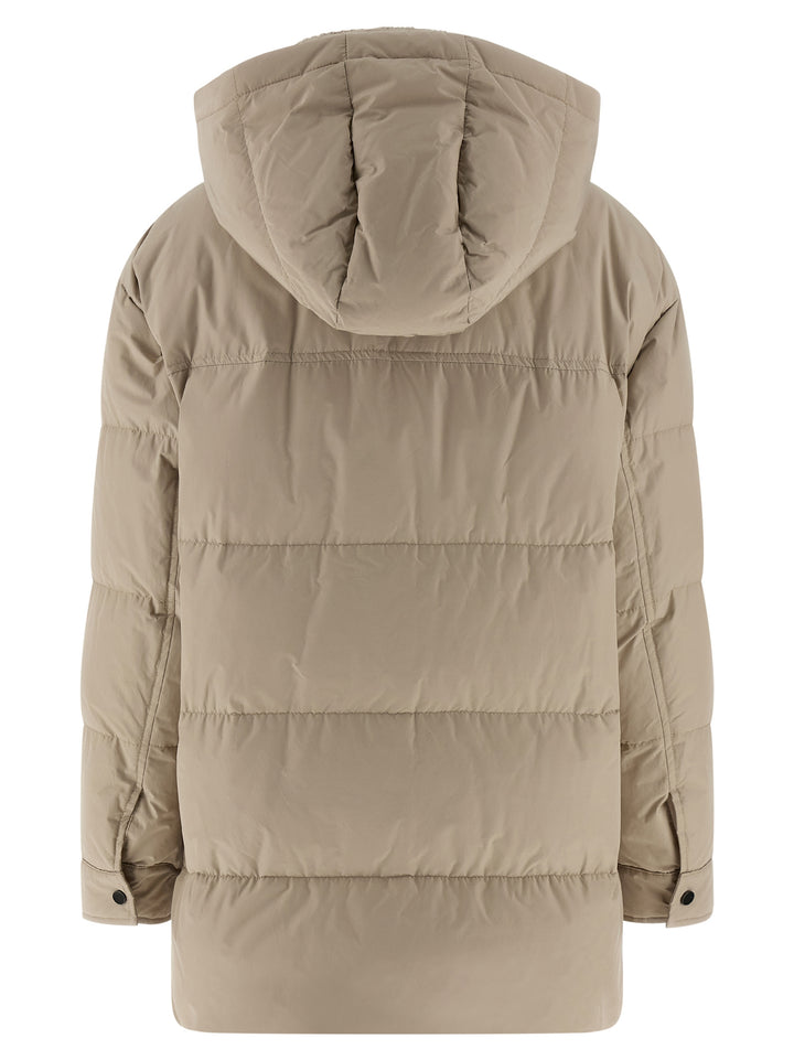 Brunello Cucinelli Knitted Neck Down Jacket Puffer Jackets - Beige | f10d069b94df34640d16ffd102e71a10129a6065