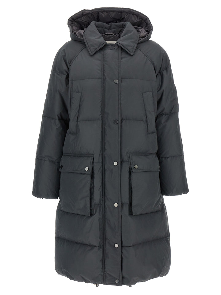 Brunello Cucinelli Shiny Zipper Pull Puffer Jackets - Gray | b73944de89a67be427a94c2babb3c9ebcd6d95cd