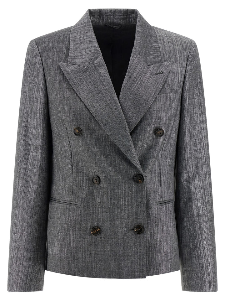 Brunello Cucinelli Blazer Twill Sparkling BlazerS - Silver | cc50db41b58910a8d9bf59d5727cdb20e5d974b0
