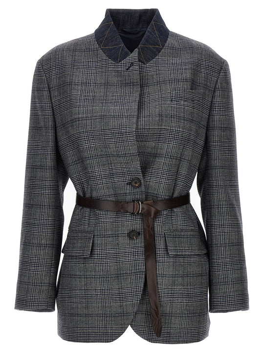 Monile Houndstooth Blazer Blazers Gray