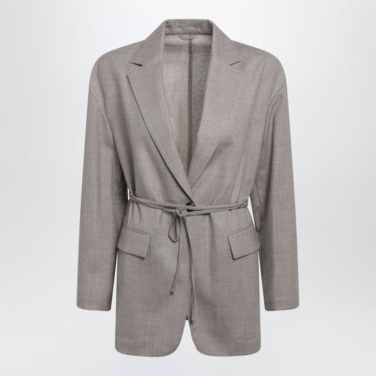 Melange Virgin Wool Blazer In Almond