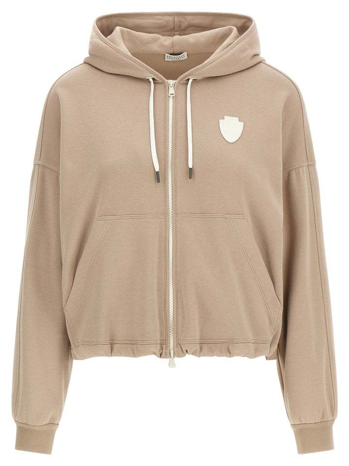 Brunello Cucinelli Heraldic Coat Of Arms Hoodie Sweatshirt - Beige | 2191c2105f0fec4b8fd010b4644b0ff88923182d