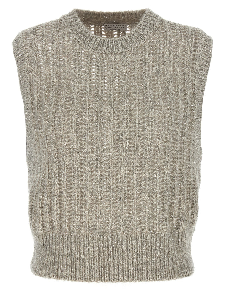 Brunello Cucinelli Rustic Dazzling Net Gilet - Gray | 5935d342db3c74ea1a094d19652406ba2d08b146