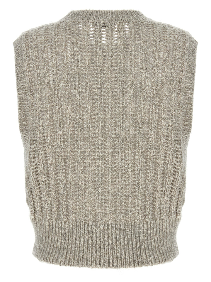 Brunello Cucinelli Rustic Dazzling Net Gilet - Gray | 5362c7650de7390ffca3d7b54f0950e3430cd73e