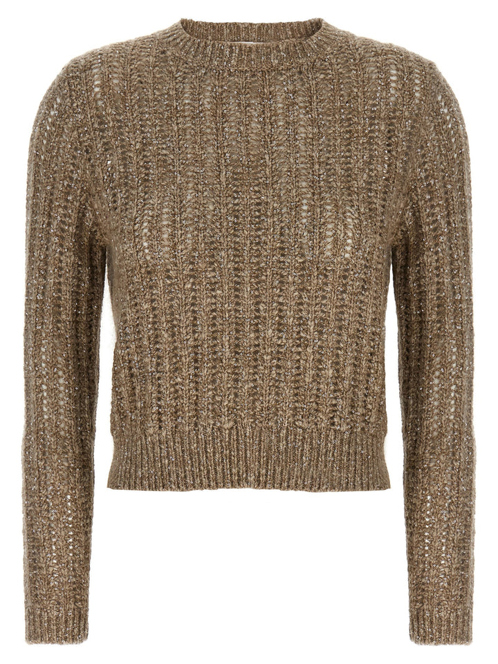 Brunello Cucinelli Rustic Dazzling Net Sweaters and Cardigans - Beige | d1ce117f2868425c0db7e6b2f6d8a0519d8b449e
