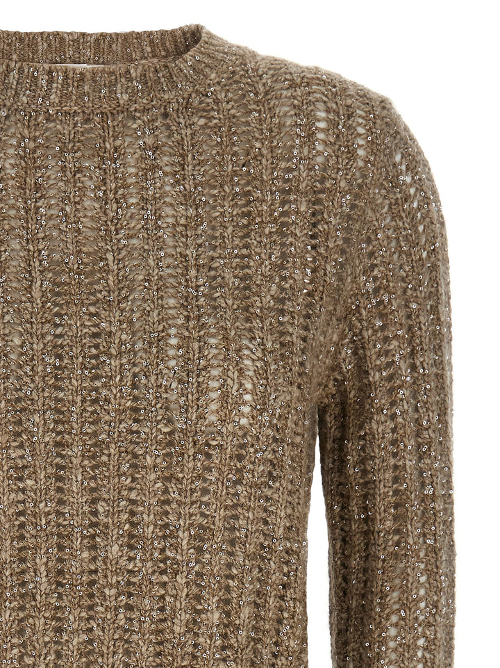 Brunello Cucinelli Rustic Dazzling Net Sweaters and Cardigans - Beige | cf5261cacd062d67cf0412da3692f184574e9cf9