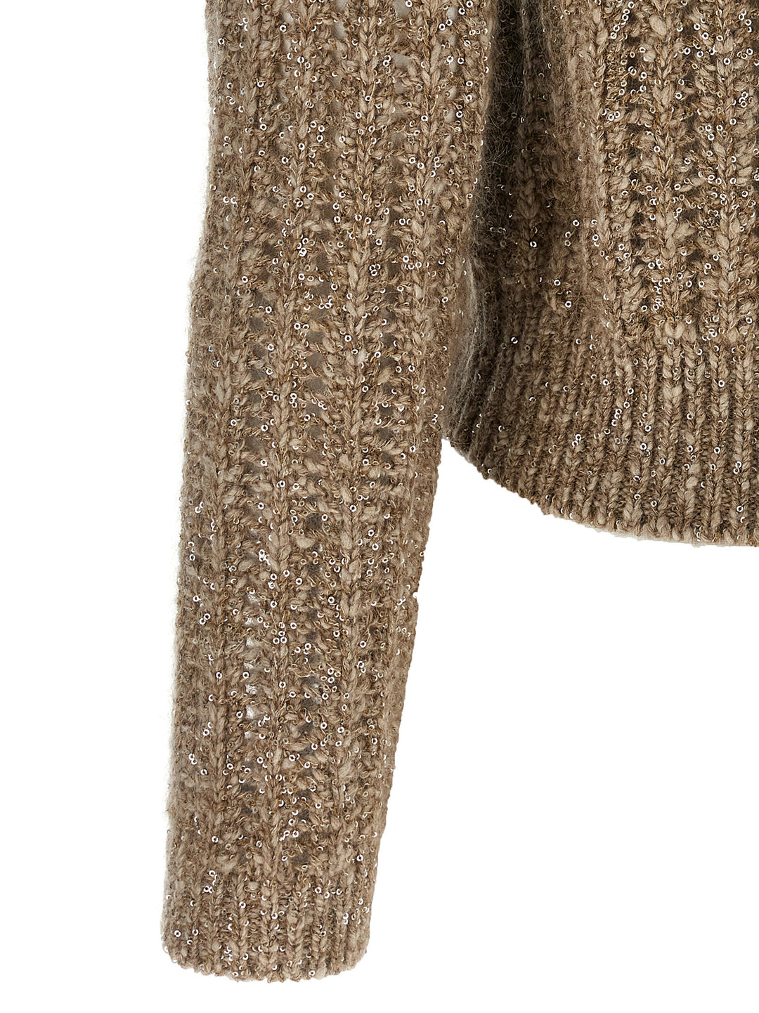 Brunello Cucinelli Rustic Dazzling Net Sweaters and Cardigans - Beige | 3bd46ceadef9562077d699d0b9d36e30bdfd3fb5
