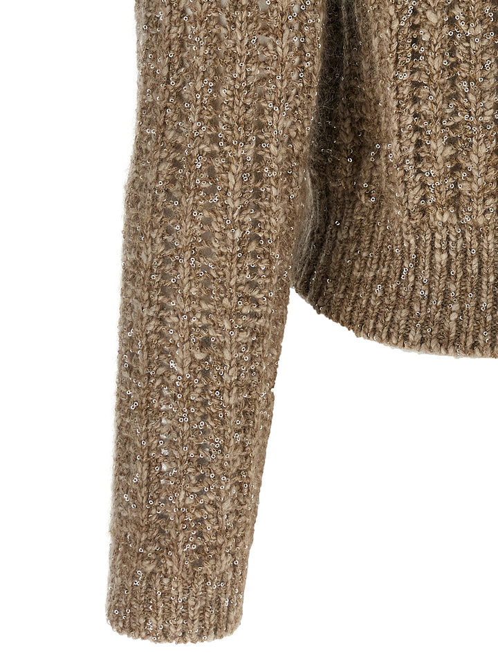 Brunello Cucinelli Rustic Dazzling Net Sweaters and Cardigans - Beige | 3bd46ceadef9562077d699d0b9d36e30bdfd3fb5