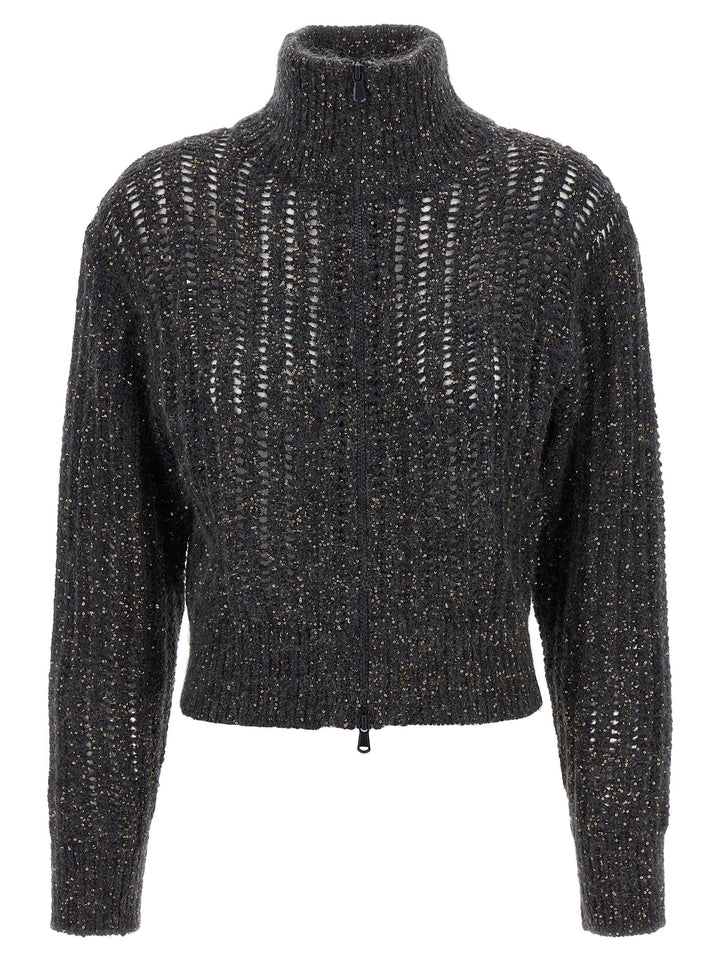 Brunello Cucinelli Rustic Dazzling Net Sweaters and Cardigans - Gray | 4a954407547c872b8e5659759f3d5e7894915bc3