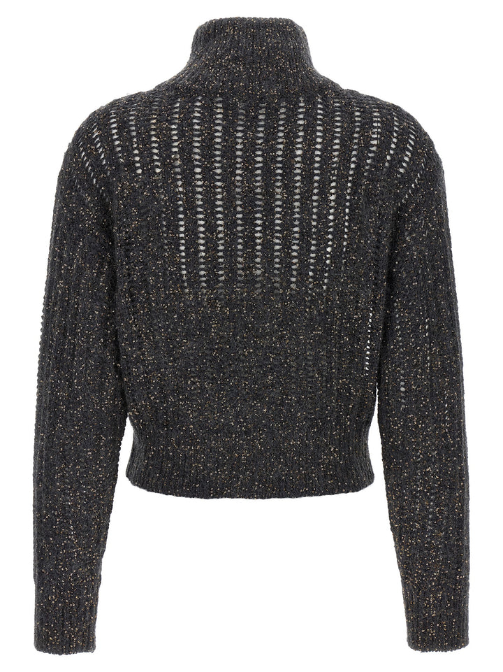 Brunello Cucinelli Rustic Dazzling Net Sweaters and Cardigans - Gray | f3288e76af7ffdd5ba8f028208a94b02823476ee