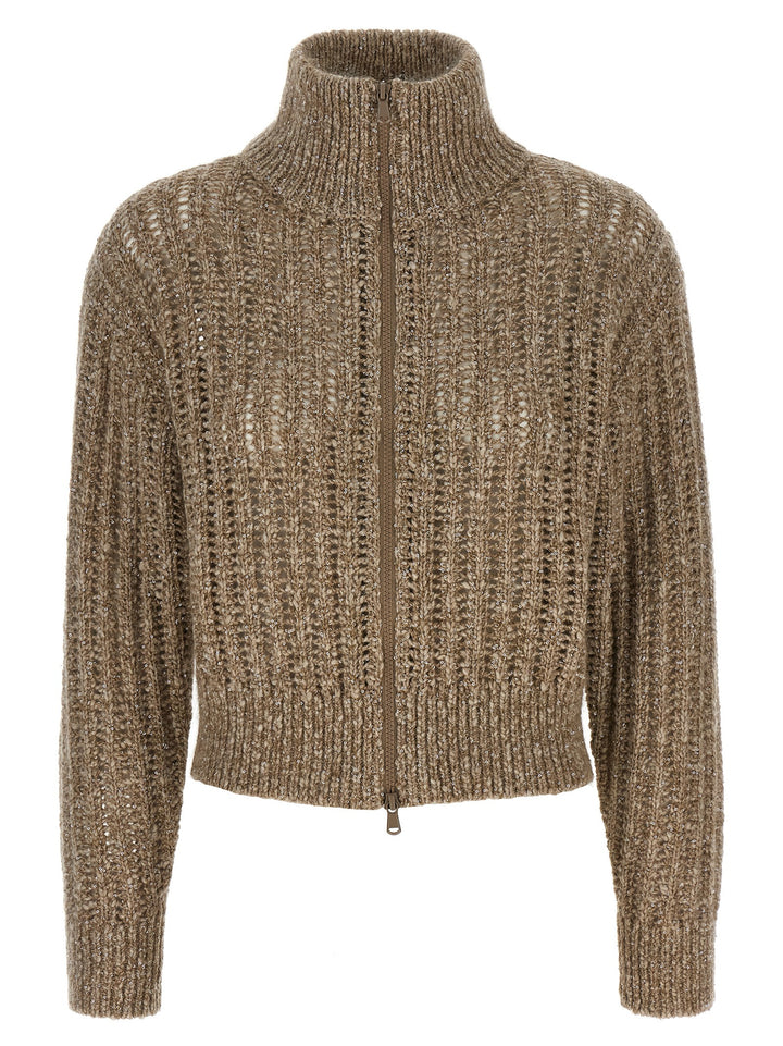 Brunello Cucinelli Rustic Dazzling Net Sweaters and Cardigans - Beige | bcc7582c267171b12392b70f1070c98f224ffd81
