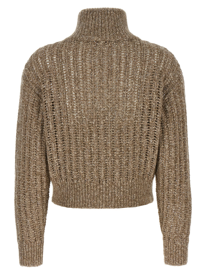 Brunello Cucinelli Rustic Dazzling Net Sweaters and Cardigans - Beige | 284cea76ab190a12260b9e500f1ef22acc4ed6d1