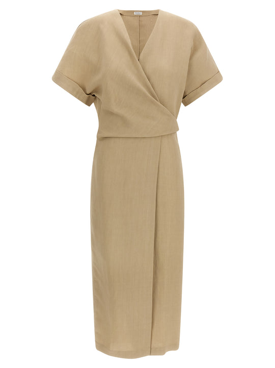 Wrap Dress Dresses Beige
