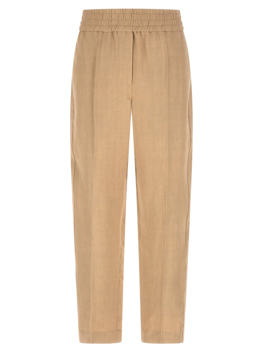 Baggy Pull-Up Pants Beige