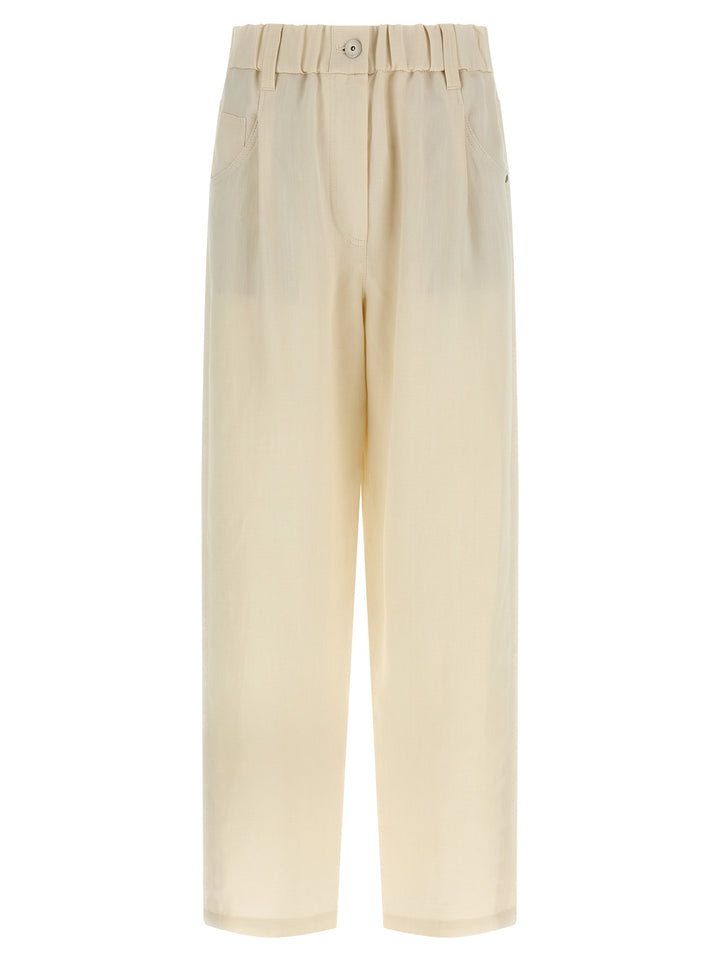 Brunello Cucinelli Linen Trousers Pants - White | 79f46d399796ad47305d2b3fd93b282a9f3ffe26