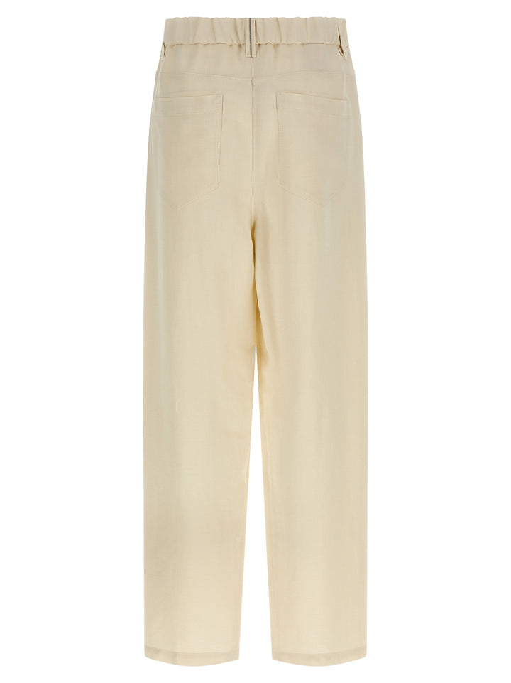 Brunello Cucinelli Linen Trousers Pants - White | 4c0f5d5d914c7f7a57fe70723c98929e88282b15