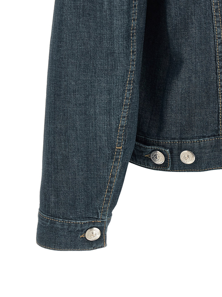 Brunello Cucinelli Leather Collar Denim Jacket Puffer Jackets - Blue | 9a3e3ba1f820115792d7533a0a2758c43db2147e