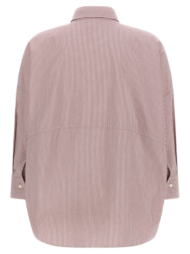 Brunello Cucinelli Striped Shirt Shirt and Blouse - Bordeaux | 74b783a8a5785b431b688f2831b2d451aa718c0a