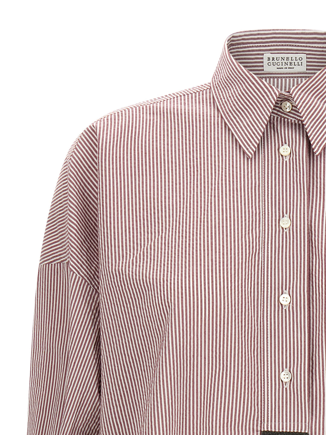 Brunello Cucinelli Striped Shirt Shirt and Blouse - Bordeaux | e116d90654d8c0b9e8dabd69a9943653cb4e6853