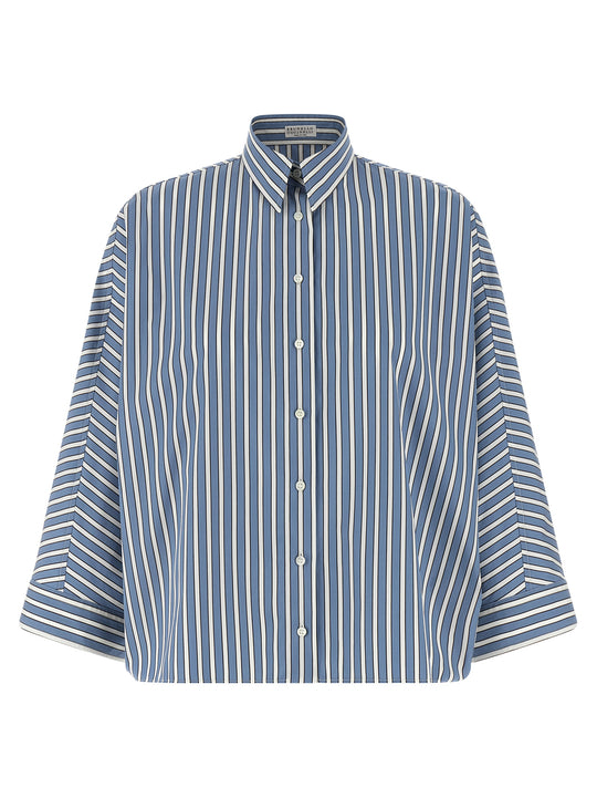 Monile Striped Shirt Shirt And Blouse Light Blue