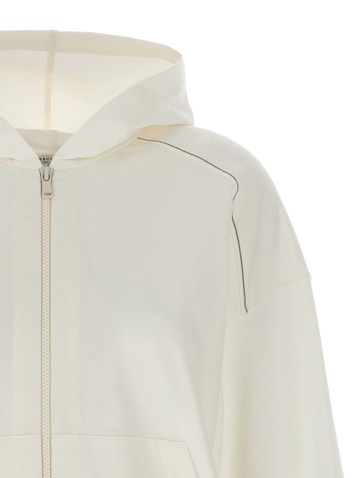 Brunello Cucinelli Monile Hoodie Sweatshirt - White | fcbb6a95b1346527b92813b0d27279daff326d31