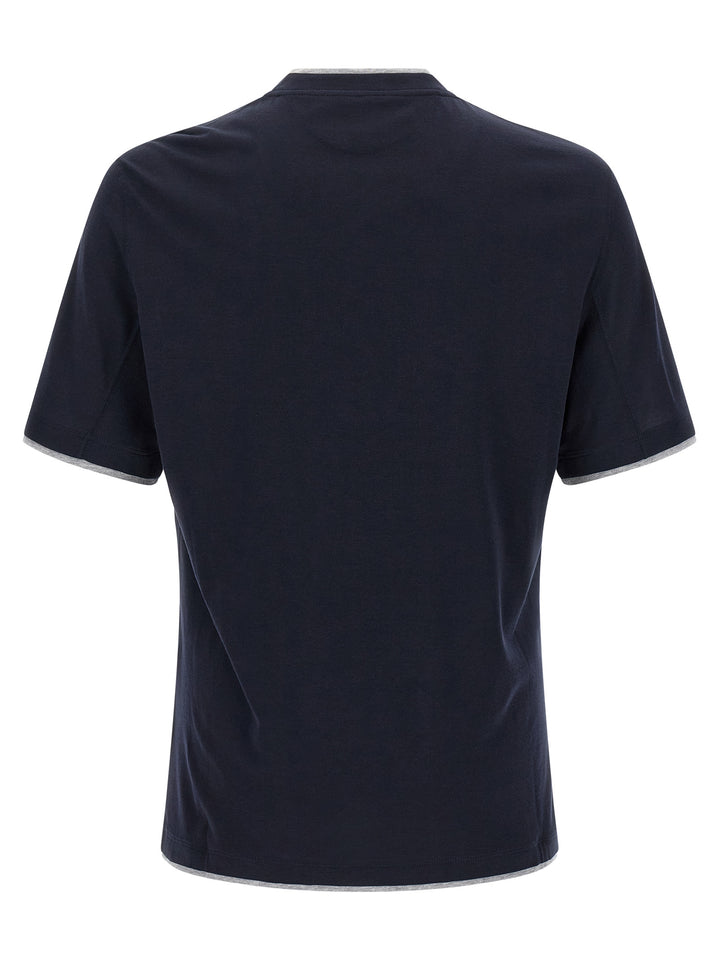 Brunello Cucinelli Double Layer T-shirt - Blue | e07ca9b56789d8521152890f16772650164cf541