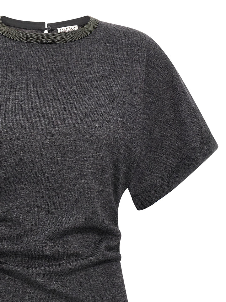 Brunello Cucinelli Wool Dress Dresses - Gray | 6b9fcaee4a1e1dcb3bedeccd435fbaafc2551146