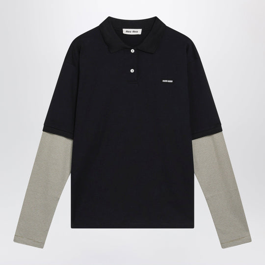 Blue/Olive Cotton Jersey Polo Shirt