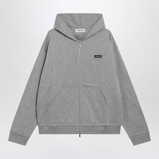 Grey Cotton Zip-Up Sweatshirt