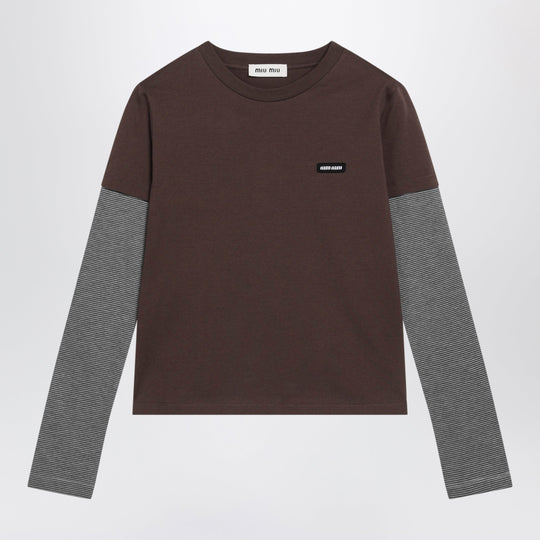 Cocoa/Anthracite Cotton Jersey T-Shirt